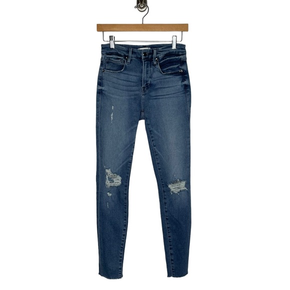 Good American | Good Legs Frayed Hem in Blue 430 26/2 - Picture 4 of 9